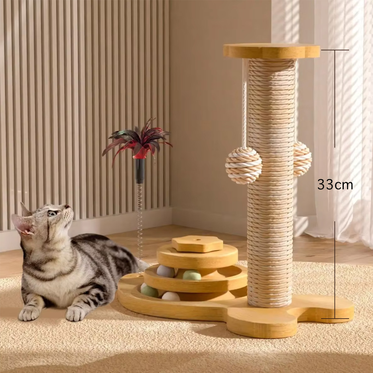 Toy Wear-Resistant Universal Scratching Board Vertical Grinding Claw Column Integrated Multi-Layer: Yellow