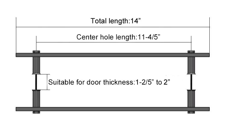 DIYHD 14" Steel Rustic Black Barn Door Handle And Pull Wood Door Two-Side Flat Bar-to-Bar handles