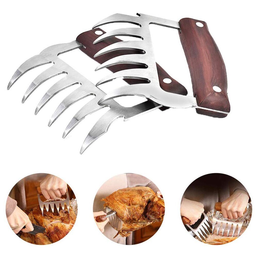 1pc Meat Fork Shredder Claws Stainless Steel Bbq Pulled Pork Meat Clamp Handing Carving Food Grill Accessories Barbecue Tool