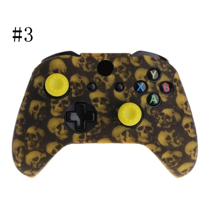 Schedel Patroon Siliconen Gamepad Cover + 2 Joystick Caps Voor Xbox One X S Controller