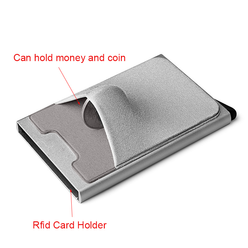 Tyveri-id kreditkortindehaver mænd, der blokerer rfid tegnebog sikkerhed aluminium metal bank visitkortindehaver pass minimalistisk tegnebog