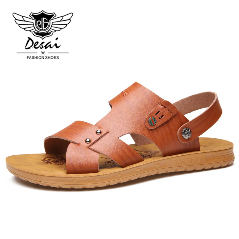 Zomer Sandalen mannen Dagelijks Comfort Tweeërlei gebruik Slippers Casual Jeugd antislip Sandalen Slippers Mode Trend schoenen Man Bruin