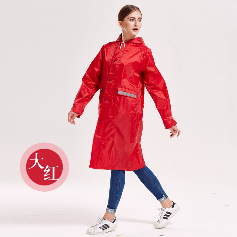 Chubasquero Impermeable de estilo Oxford largo grueso para mujer y hombre impermeables para exteriores impermeables de motocicleta de: Rojo / L