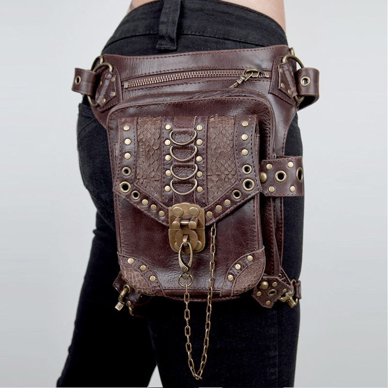 Moto &amp; Biker Freddo Steampunk Sacchetto Della Vita delle Donne Gotico Piccola Borsa Messenger Mini borsa Da Viaggio Pacchetto di Fanny Sling Borsa Con Tracolla Per delle donne