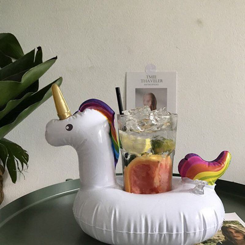 2022 Newest Party Supplies Mini Unicorn Inflatable Cup Holder Drink Floating Party Beverage Boats Phone Stand Holder Pool Toys