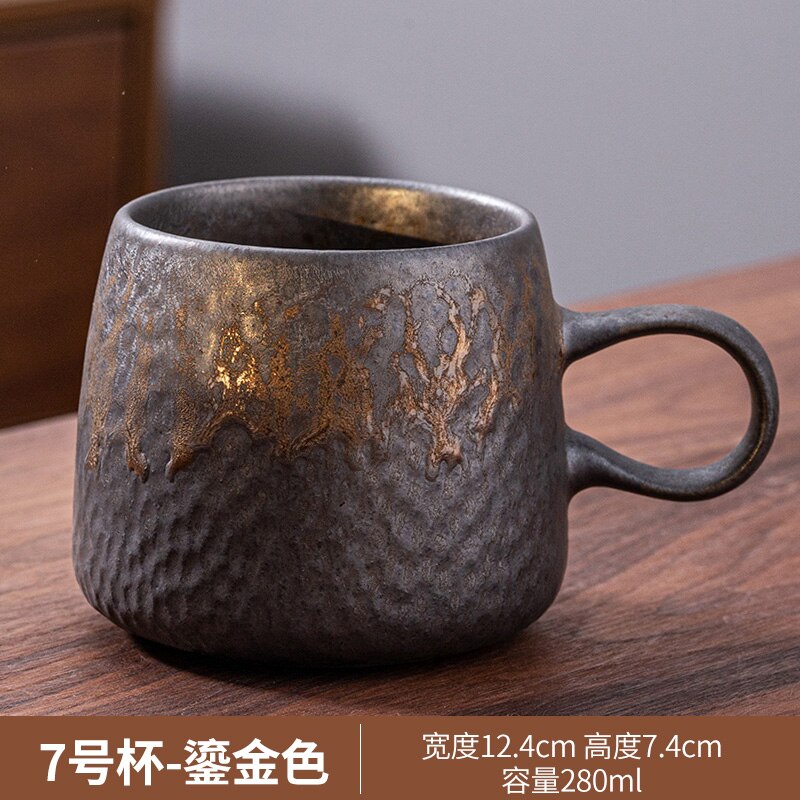 JIA GUI LUO-taza de café de cerámica hecha a mano de estilo japonés, taza de agua, taza de gres, taza de oficina, tazas de café, G094: 4