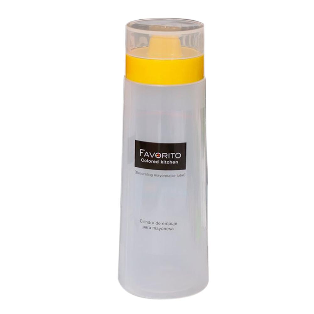 Kitchen Tool Domestic 4-hole Salad Sauce Squeeze Oil Bottle Linearity Condiment Bottle Ketchup Plastic Storage Bottle: Yellow