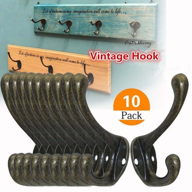 Wall Hook Mounted wall hook 10pcs Cast Iron Old Style Industrial Vintage Rustic Iron Coat Hooks
