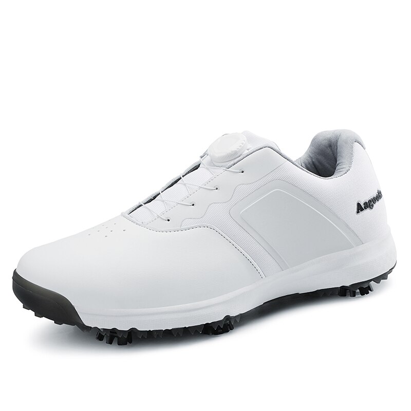 Mannen Professionele Golfschoenen Waterdichte Spikes Golf Sneakers Zwart Wit Mens Golf Trainers Big Size Golf Schoenen Voor Mannen 39-47: WHITE / 47