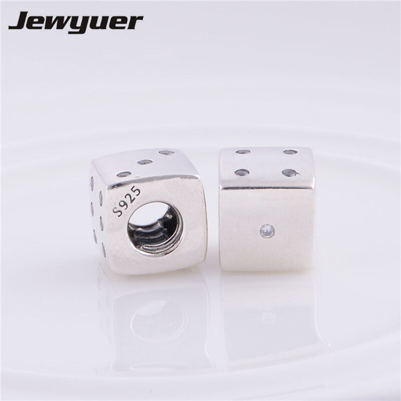 Past Europese brand Armbanden DIY Maken 925 Sterling Zilveren sieraden Lucky Dice Bedels kralen fijne Sieraden BE139