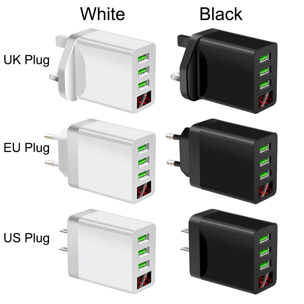 Aioneus Cargador USB, 33W 4 Puertos Quick Charge 3.0 Cargador USB De