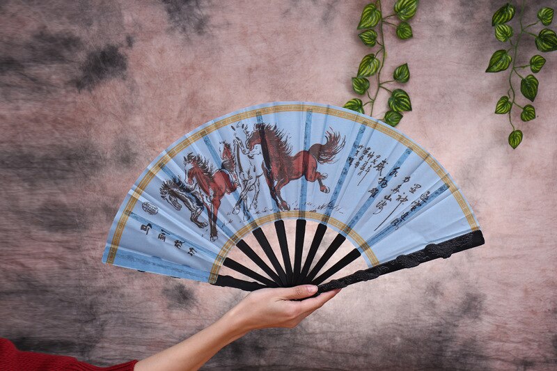 Zomer Mannen Plastic Zwarte Staaf Vouwen Grote Draak Fan