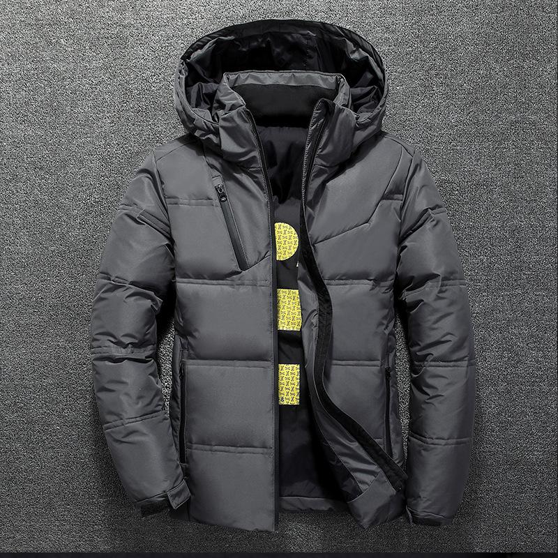 Winter Jacket Mens Thermal Thick Coat Snow Red Black Parka Male Warm Outwear - White Duck Down Jacket Men: Dark grey / XL