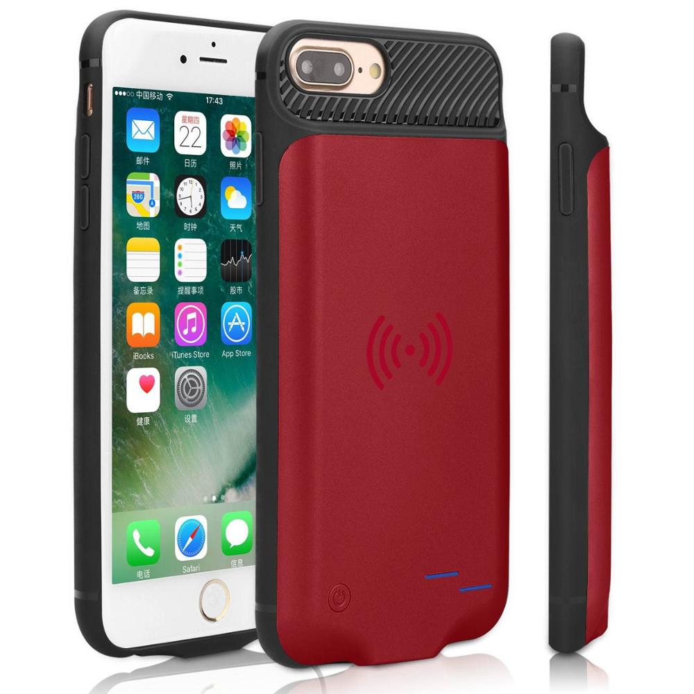 Quling 3800 Mah Voor Iphone 6 6S 7 8 Batterij Case Draadloze Opladen Audio Output 6 6S 7 8 Batterij Oplader Bank Power Case: Rood