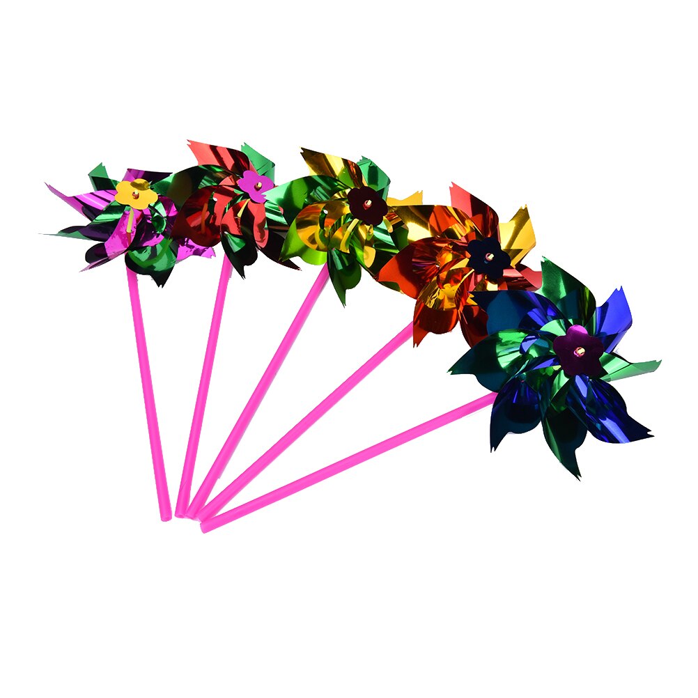 5 Stks/partij Willekeurige Kleuren Plastic Windmolen Pinwheel Wind Spinner Kids Speelgoed Tuin Gazon Party Decor Speelgoed Cadeau Voor Jongens Meisjes baby