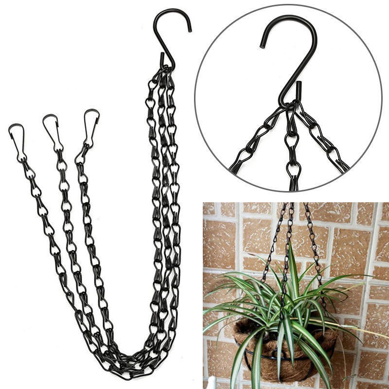 Black Flower Plant Pot Basket Holder Hanging Chain with S-shape Hooks For Home Garden Tools