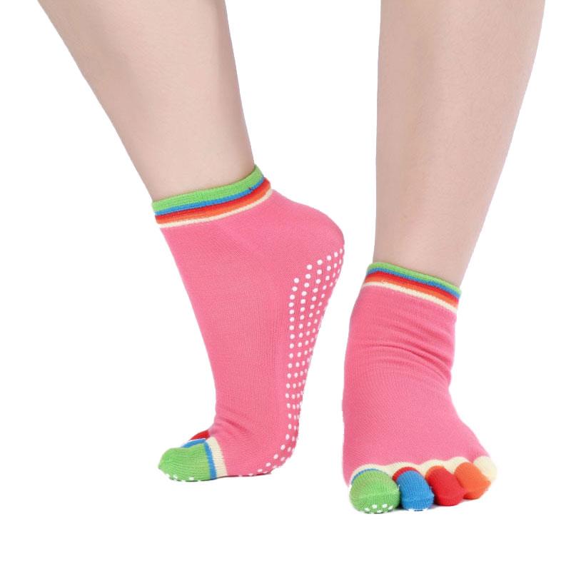 Colorful Socks Unisex Five Finger Massage Massage Sport Toe Slip Breathable Exercise Yoga Newly Comfortable: colorful  rose red