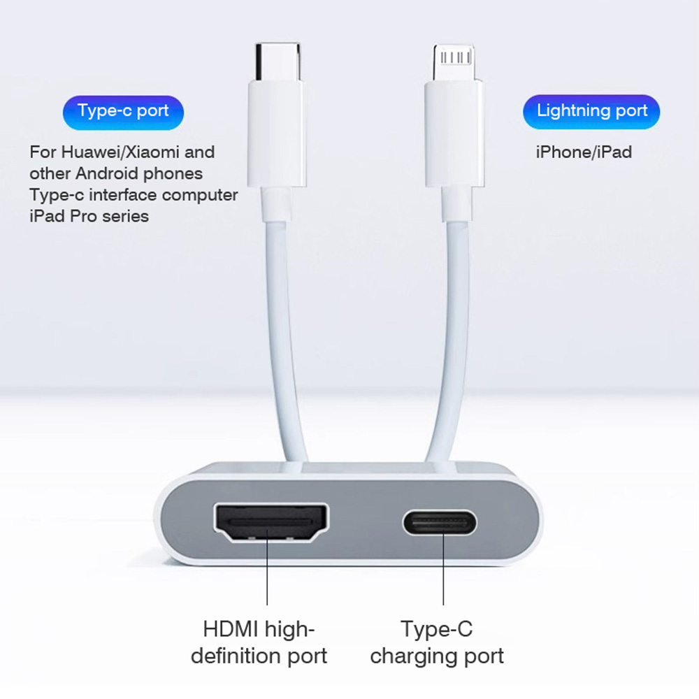 4k @ 60hz lightning/typ-c till hdmi hd-konverterare 1080p projektionslinjedisplayvideokonverterare för iphone 16 15 14 13 ipad macbook