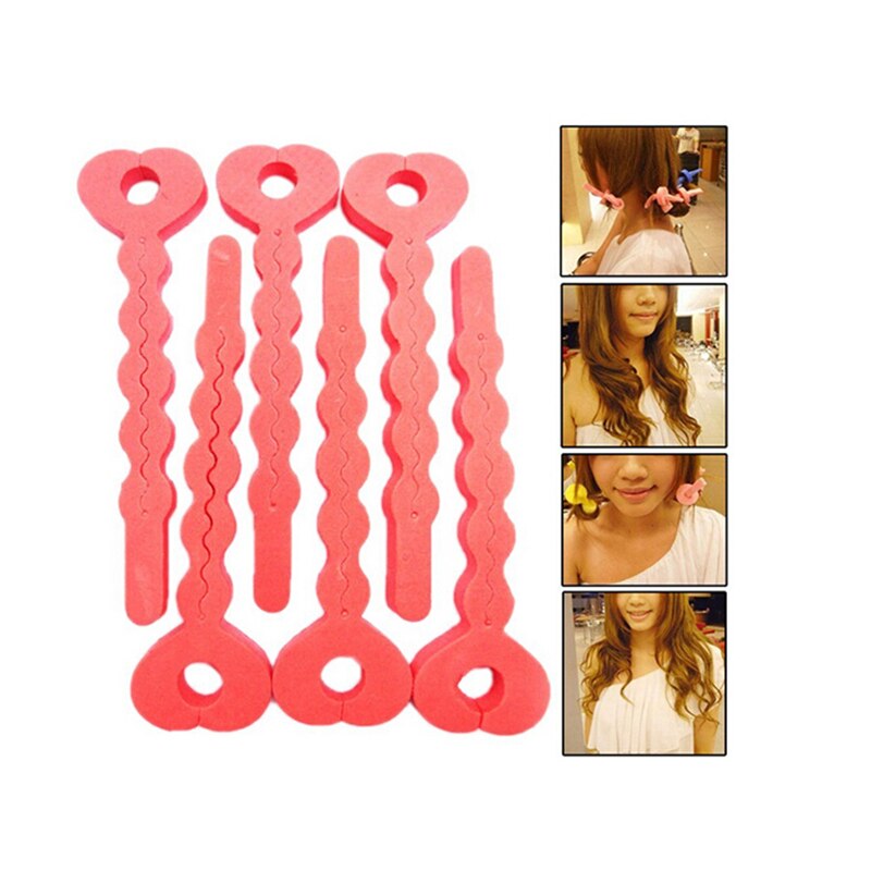 Varillas flexibles para rizar el pelo, rodillo de aire mágico para rizar el pelo, pegatinas de colores aleatorios: 6pcs