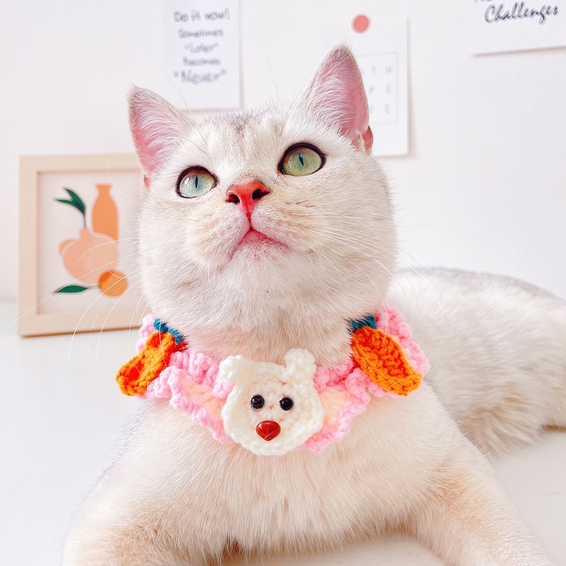 Collier à bavette crocheté pour chien, chat bleu, Bandana, accessoires pour chat, chat, chat, chat, chat, chat, chat, chat, chat, chat, chat, chat