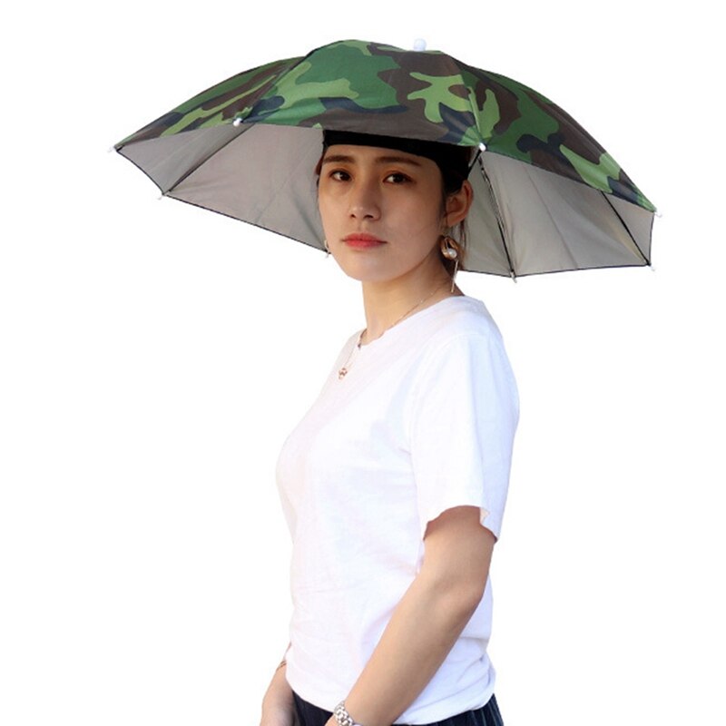 69cm Folding Umbrella Hat Cap Women Men Umbrella Fishing Hiking Golf Beach Headwear Handsfree Umbrella for Outdoor Sports