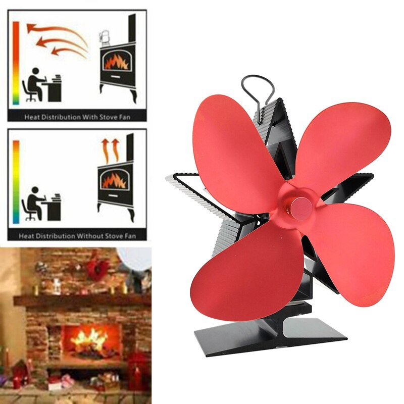 Kerst open haard 4 bladen warmte aangedreven kachel ventilator houtkachel open haard ventilator efficiënte warmteverdeling