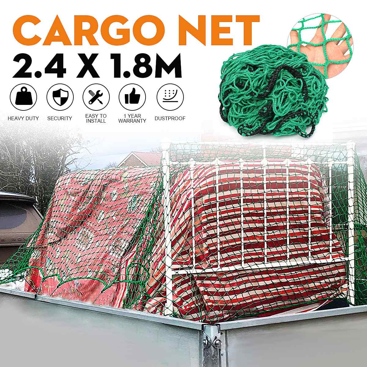 45x45 Mesh Cargo Net Ute Heavy Duty Pickup Truck Trailer Mesh Covers 1.8x2.4m