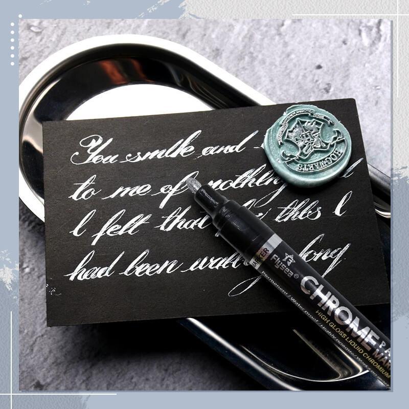 Reflective Paint Pen Silver Art Liquid Mirror Chrome Marker Mirror Reflection Sign Pen Rock Painting Accessory Kids Paint Tool