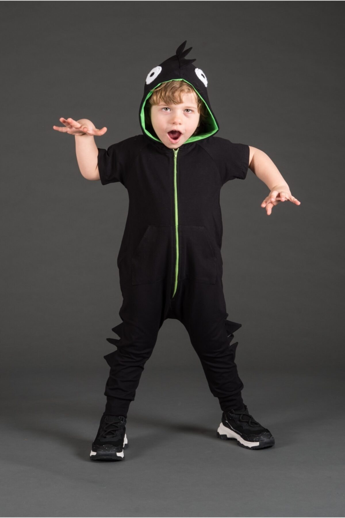 Kids Black Dıno Jumpsuit