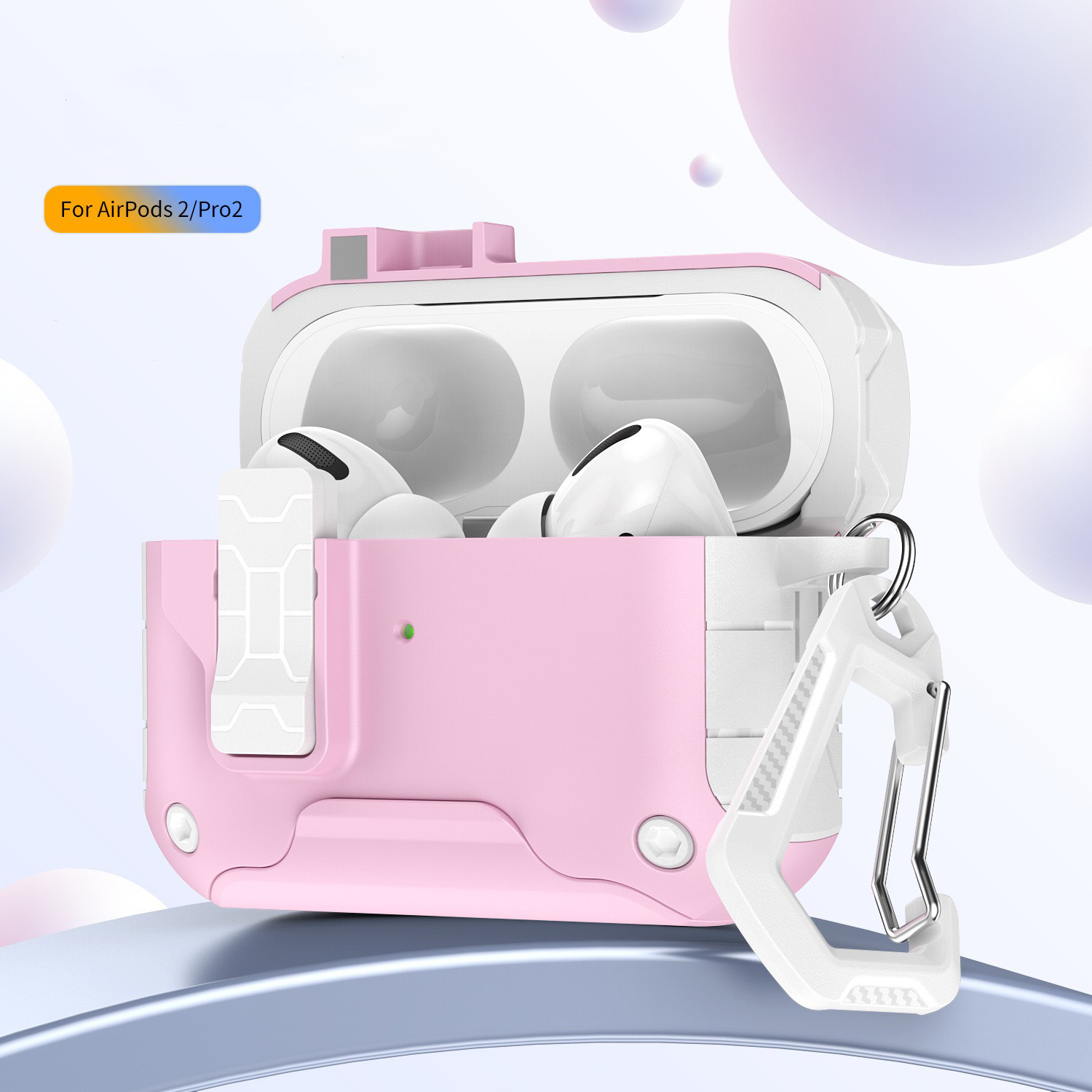 Secure Lock Clip Oortelefoon Case Cover Voor AirPods Pro 2e Generatie Schokbestendig Case Voor AirPods 4 Pro 2 Met Telefoon houder: 2XS / tarwe