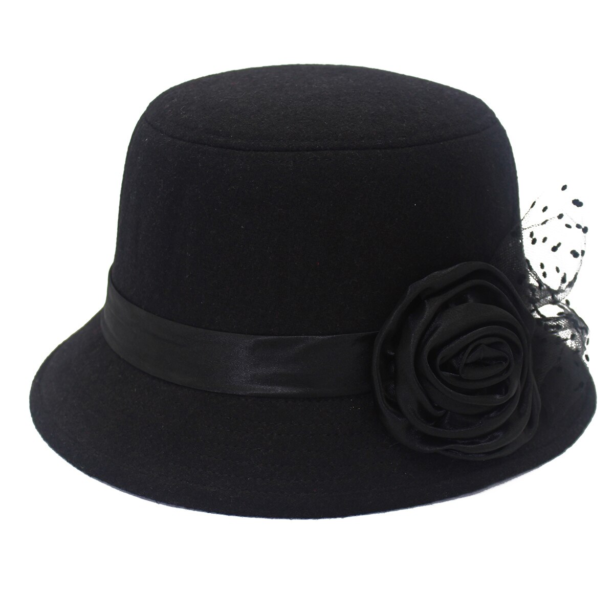 roses dome hat boutique rose flower ladies dome hat with gauze wool felt hat