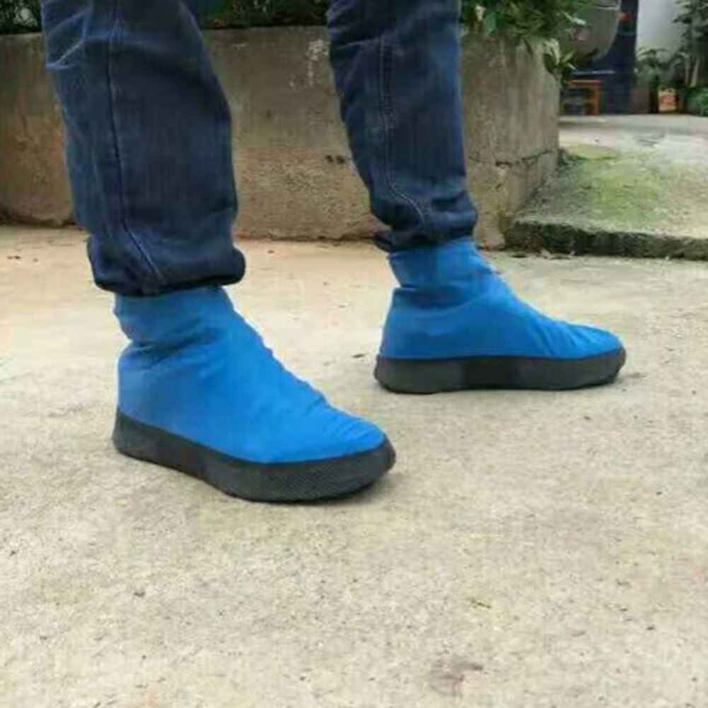 1 Pair Rubber Boots Shoe Cover Rubber Thicken Rain Reusable Elasticity Overshoes Anti-slip Waterproof Bike Boot Protector Covers