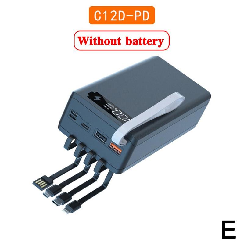 12*18650 Batterij Opbergdoos Met 4 Kabel Pd Snelle Qi Battery Charger Box Opladen 18650 Draadloze Power Bank houden N0k9