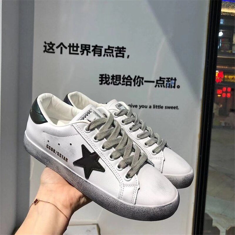 Zapatos con estampado de estrellas para mujer, zapatillas femeninas de suela plana, reflectantes, estilo coreano retro,: A1 / 4,5