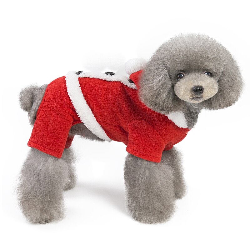 Santa Claus Dog Costume Winter Warm Fleece Small Medium Dog Coat Jackets Chihuahua French Bulldog Christmas Pet Dogs Clothes