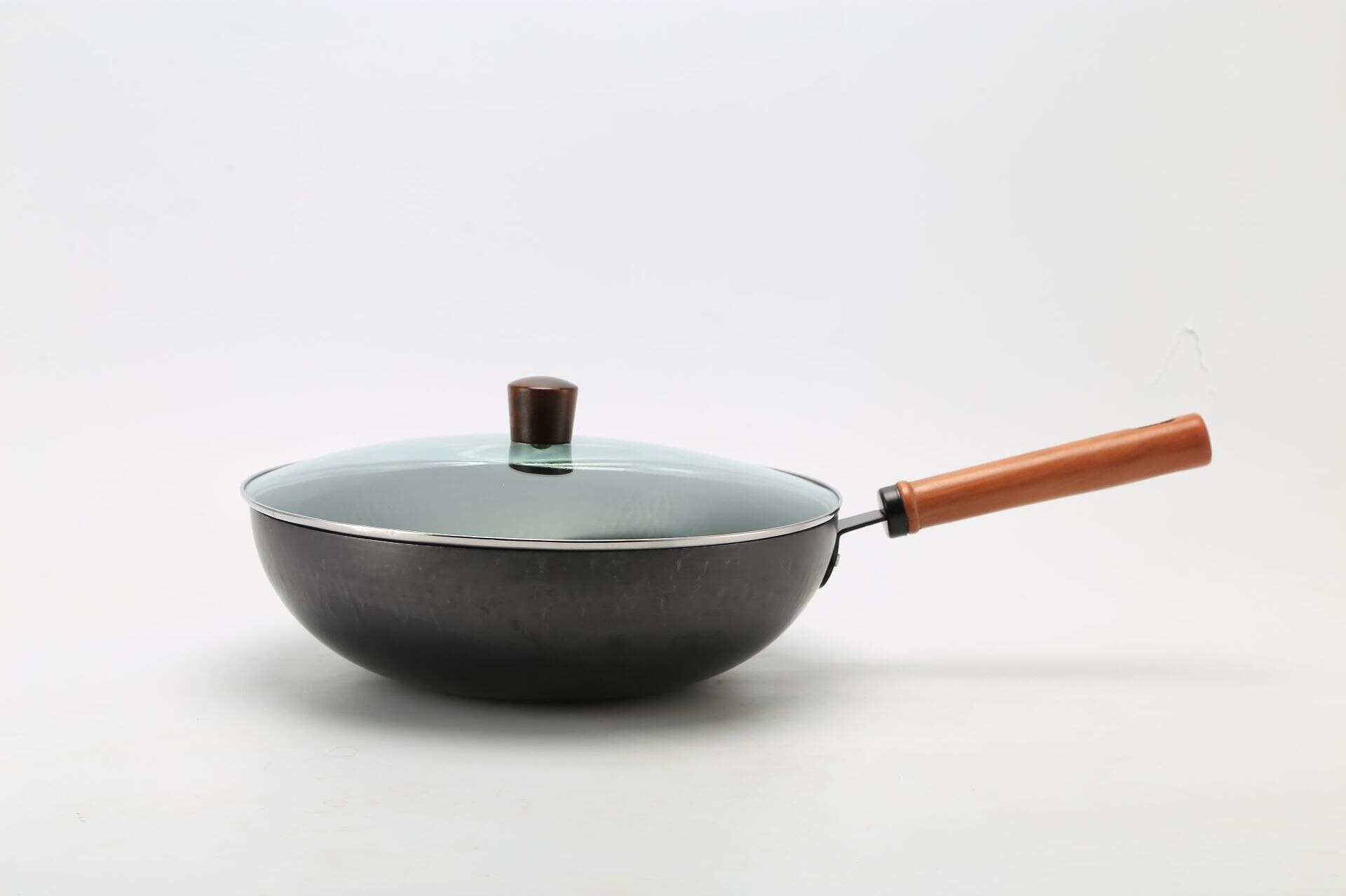 32Cm Nonstick Fry Pan Gehamerd Collection,Premium Carbon Stalen Wok Pan Met Deksel, vaatwasser En Oven Veilig Keuken Kookgerei Set