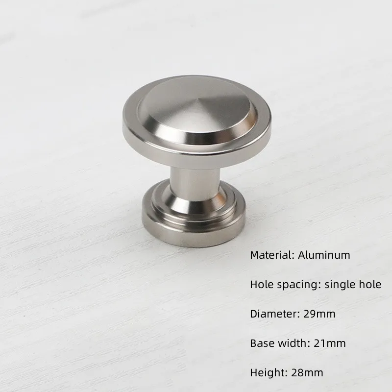 Manija de un solo orificio de aluminio plateado, cajón de armario moderno, perilla redonda, muebles de armario de cocina, manija de puerta pequeña, decoración del hogar: Cromo
