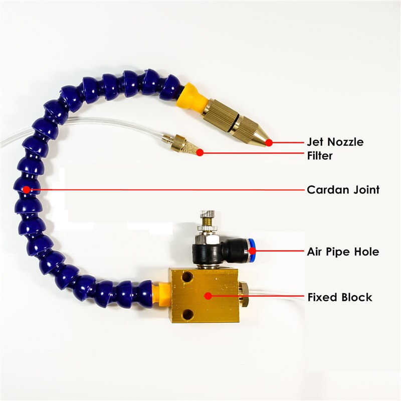 Système de pulvérisation de lubrification de brouillard de liquide de refroidissement de brume pour le tuyau d'air de 8mm CNC foret de moulin de tour