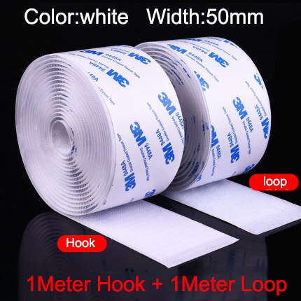 20/25/30/50/100mm 3M Velcro for Carpet Hook Loop Fastener Self Adhesive Tape Sewing Cloth Strap Roll Strong Sheet Auto Sticker: 50mm white