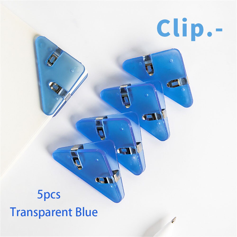 5 stücke Kunststoff Ecke Clip transparent Prüfung Seite Halfter Papier Clip Klemme Datei Index Foto Büro Schule Schreibwaren: transparent Blau
