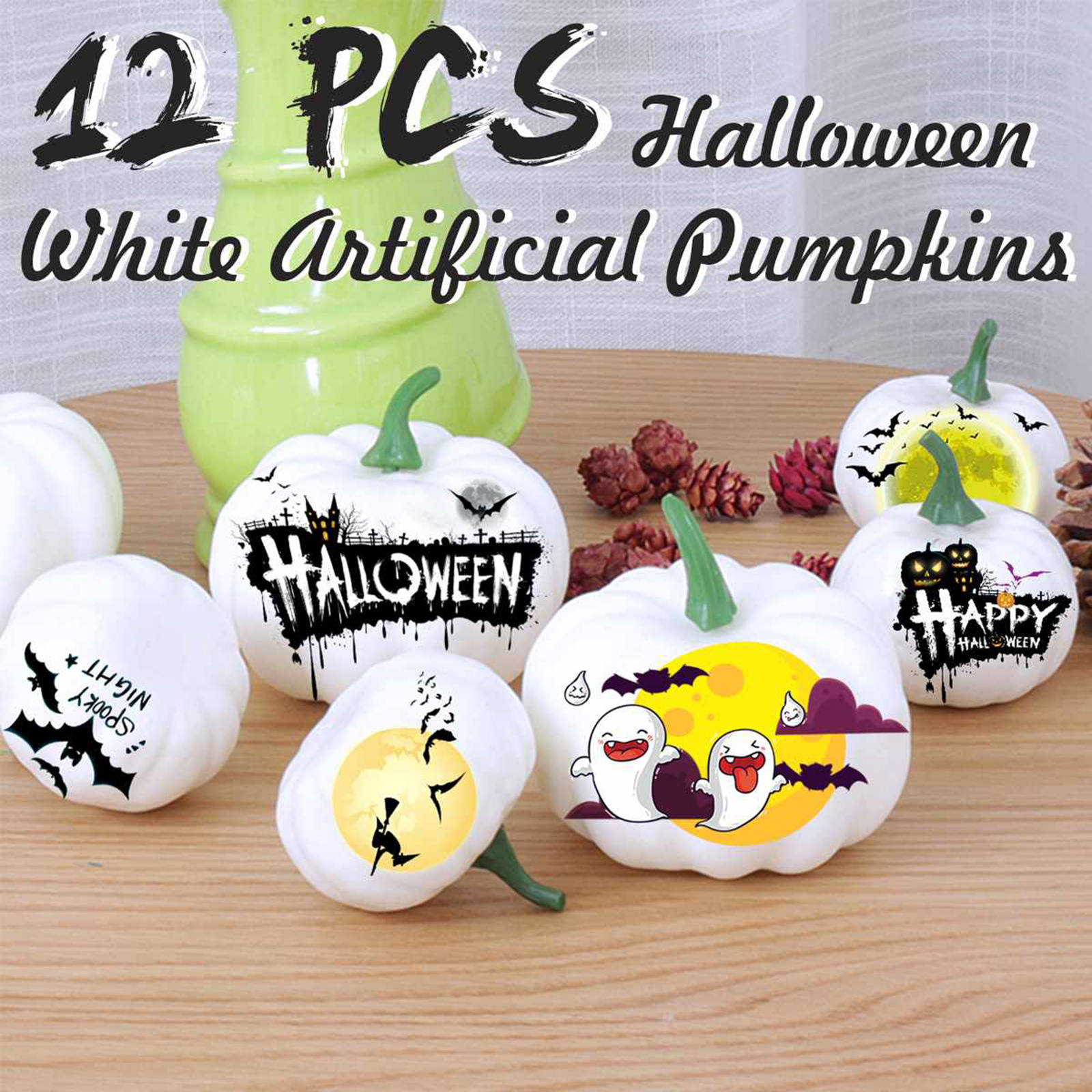 12 Artificial Realistic Pumpkins Fall Halloween Pumpkin Decoration