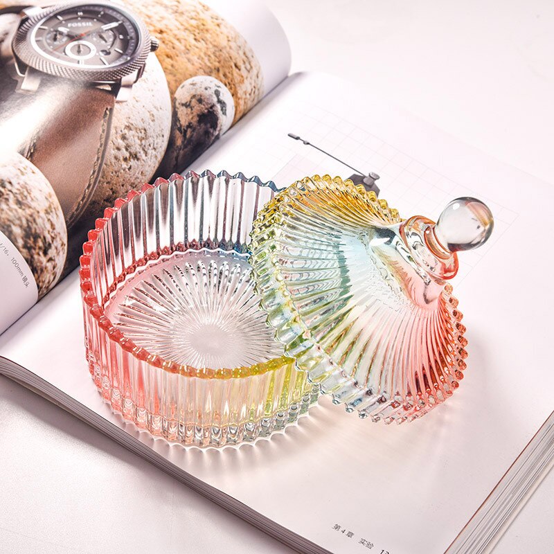 Jahrgang Farbe Kristall Süßigkeiten Speicher Klar Glas Tee Gläser Praktische Snack Frische Dosen Küche Dekorationen