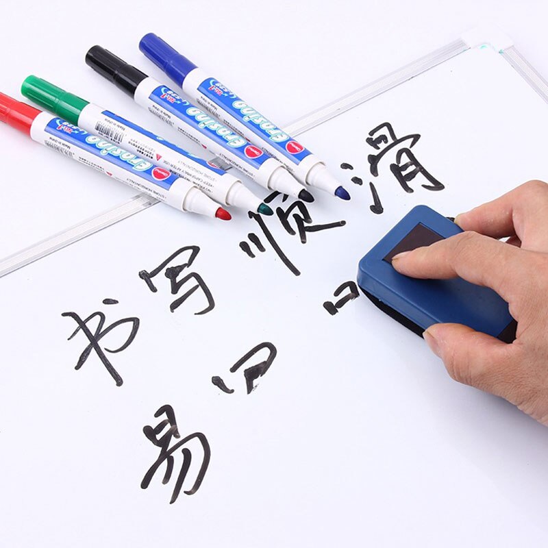 Stylo marqueur effaçable de grande capacité, 4 couleurs, pour tableau blanc, fournitures de papeterie pour salle de classe, réunion de bureau