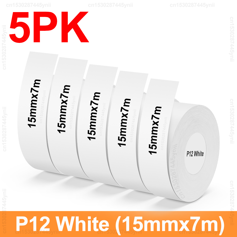 5/10 pces p12 etiqueta rolo de papel 15mm x 7m auto-adesivo etiqueta térmica contínua apto para marklife p12 p15 p11 d30 fabricante de etiquetas: K