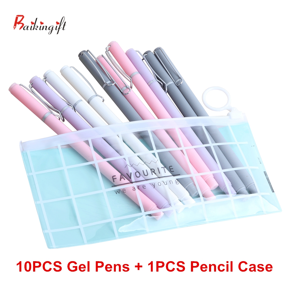 10Pcs/Set Promotional gel pen And Pencil Case Pen Stationery Kawaii Gel Ink Pen School Stationery Office Suppliers Pen