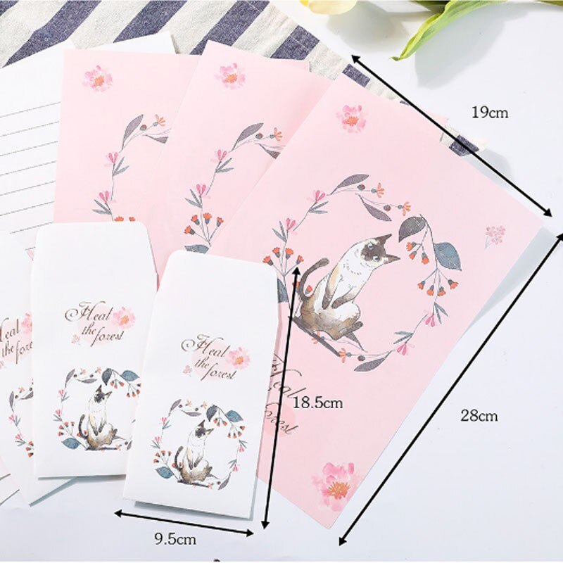 Enveloppe d&#39;écriture Kawaii avec 6 feuilles de lettres, ensemble de lettres, papeterie pour cartes d&#39;invitation, 3 pièces
