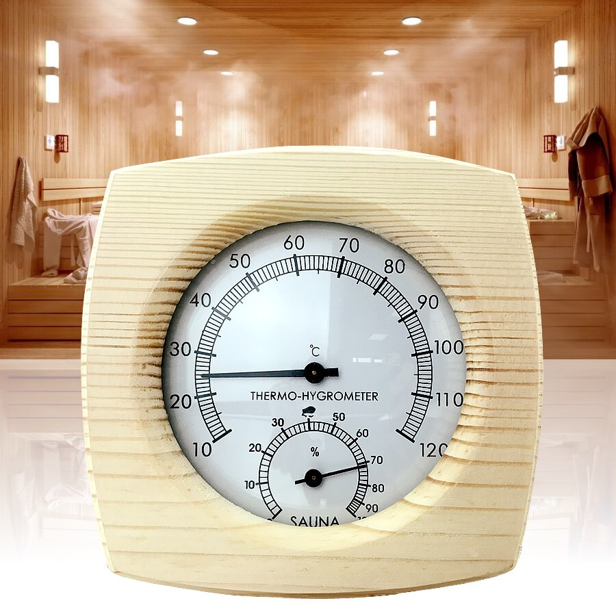 Lighten Up 2 In 1 Sauna Room Wood Thermometer Hygrometer Steam SaunaRoom Thermometure Instrument Humidity Meter Sauna Indoor Use
