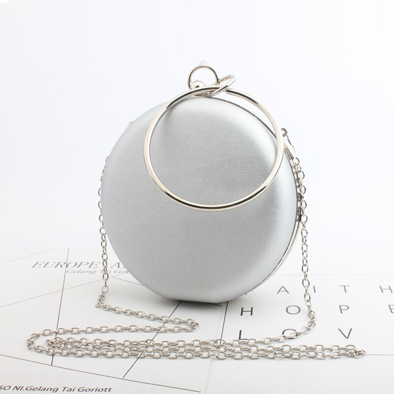 Ronde dames avondtassen diamanten eenvoudig rood blauw zilver zwart goud gemengd dag clutches ketting schoudertassen
