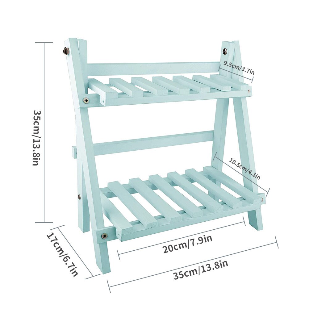 Ladder Plant Bloem Display Stand Solid Houten Planten Plank Met Twee Tiers Voor Kantoor Balkon Tuin Binnenplaats Decor Groen