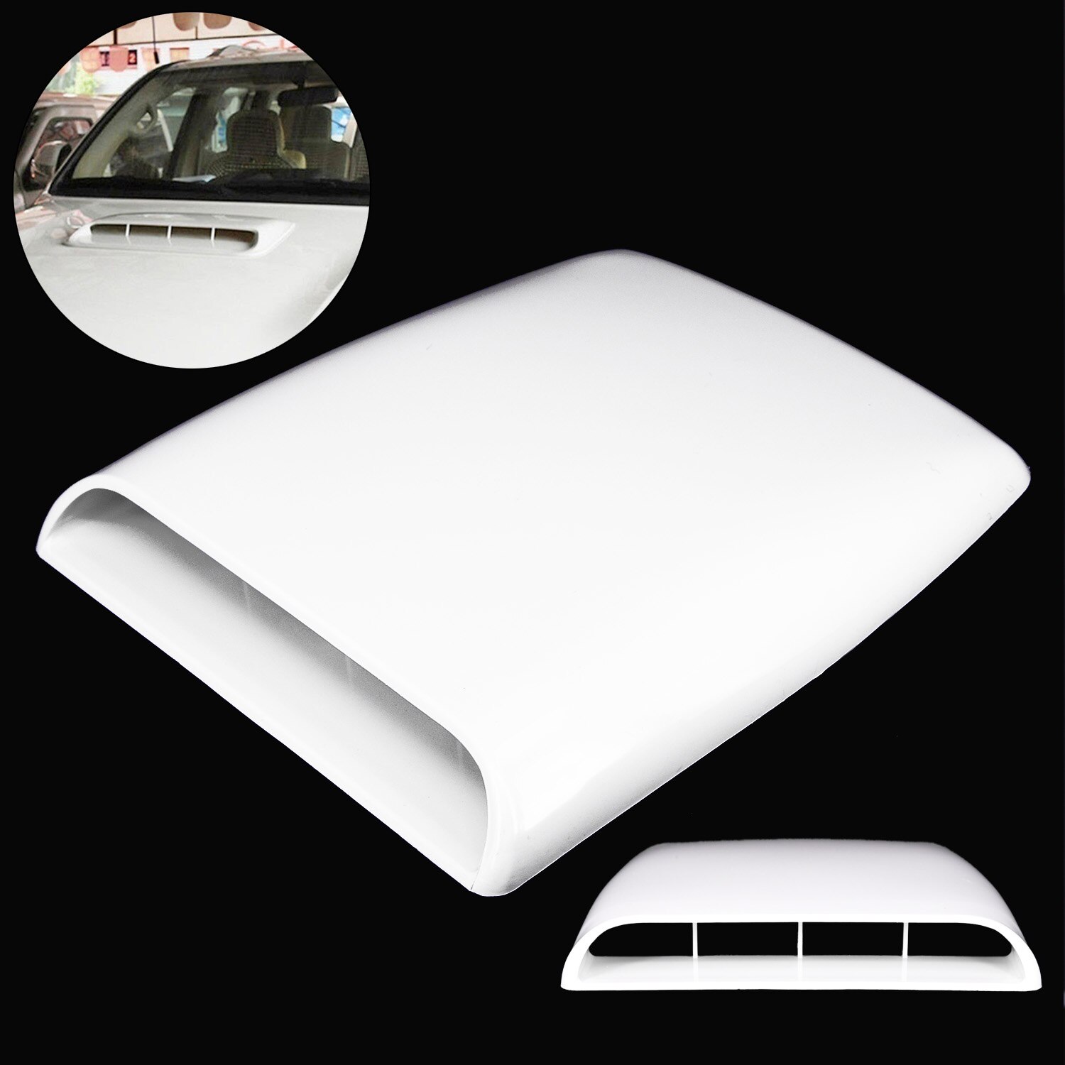 1 Pc Universal Car Air Flow Intake Scoop Bonnet Vent Cover Hood White Hood Tuyere Decoration